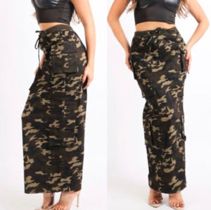 Camo Cargo Maxi Skirt