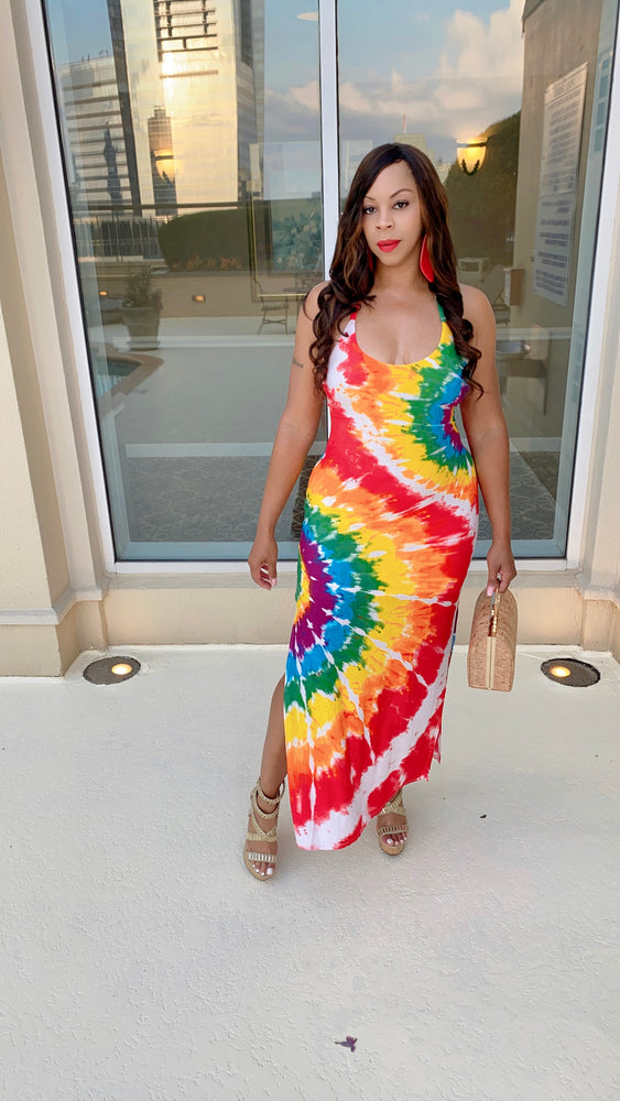 
            
                Load image into Gallery viewer, Splash Rainbow Maxi Dress !
            
        
