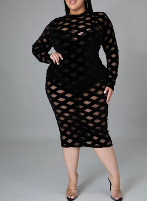 New IN ‼️Burnout Dress Midi Dress (Plus Size)