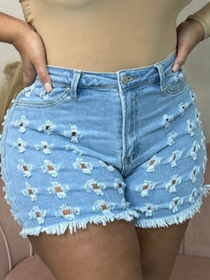 
            
                Load image into Gallery viewer, CLEARANCE! Denim Peep Hole Shorts
            
        
