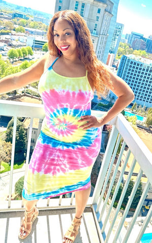 
            
                Load image into Gallery viewer, CLEARANCE! Starburst Swirl Tie Dye Midi
            
        