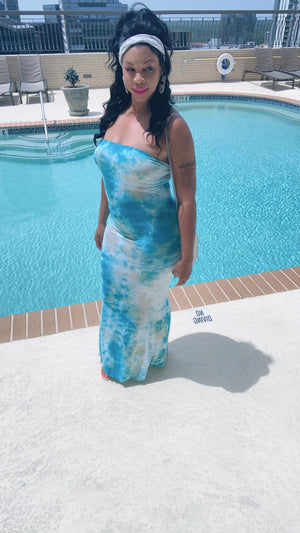 Too Much Maxi ! Tie Dye Tube Top Lengthy Dress