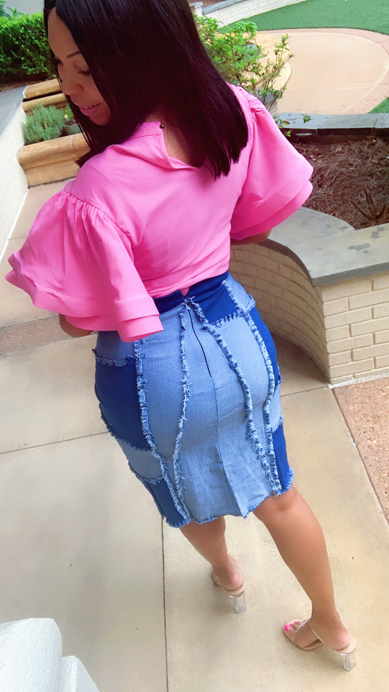 Super Cute Denim Patch Skirt ‼️Small Left