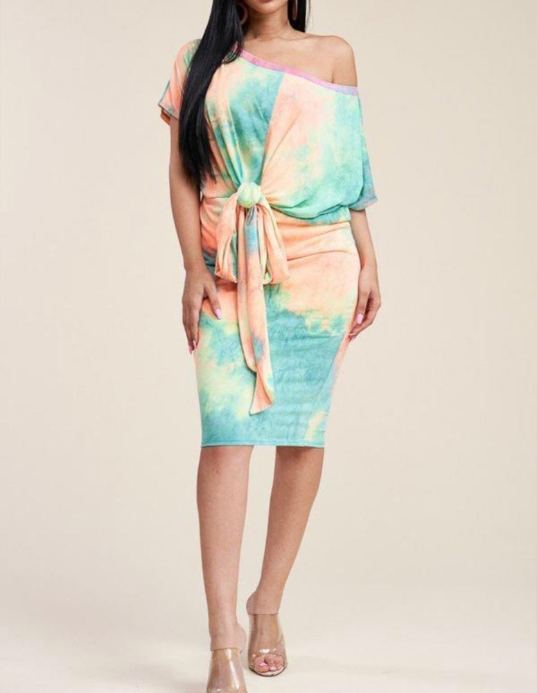 Sherbet Swirl TieDye Multi Color Waist Belt Dress ‼️