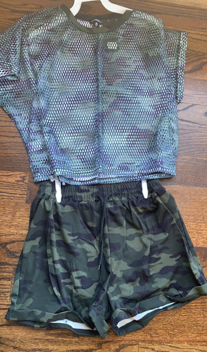 
            
                Load image into Gallery viewer, Ready to Explore ‼️Camouflage Shorts with Matching Fish Net Top
            
        