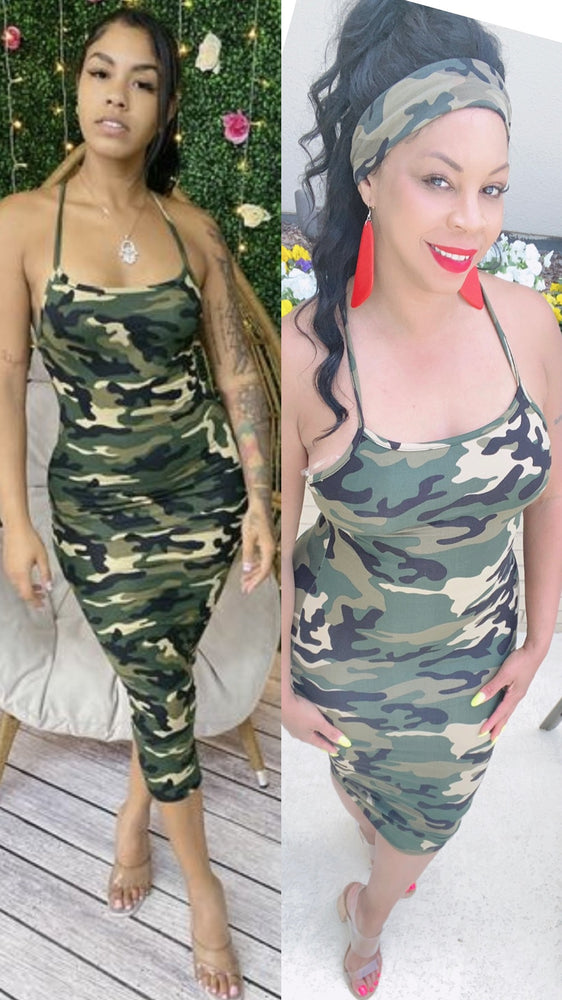 Stretchy Small Left ! Camo Print Cross Back MIDI‼️