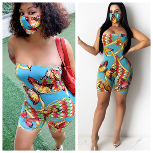 
            
                Load image into Gallery viewer, CLEARANCE!  Butterfly Print Tube Top Romper
            
        
