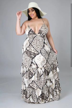 
            
                Load image into Gallery viewer, PLUS Sizes ‼️Ruffle All Feather Maxi Dress ‼️
            
        