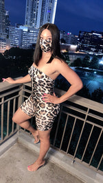 ‼️Leopard Print Romper with Mask 🔥