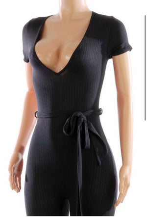
            
                Load image into Gallery viewer, V-Neck Romper with Belt
            
        