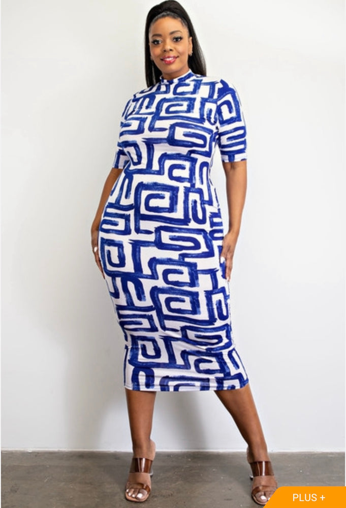 BodyCon Maze Midi Dress! Plus Sizes