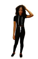 Black White Stripe Basics Matching Pant Set