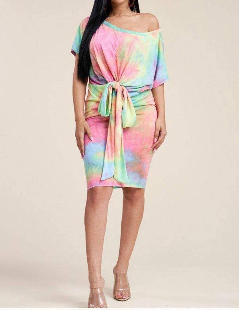 Sherbet Swirl TieDye Multi Color Waist Belt Dress ‼️