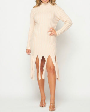 BEAUTIFUL SWEATER Ribbed Knit Fringes Dress‼️RUNS BIG , DRESS RUNS BIG! Order Size Down ‼️