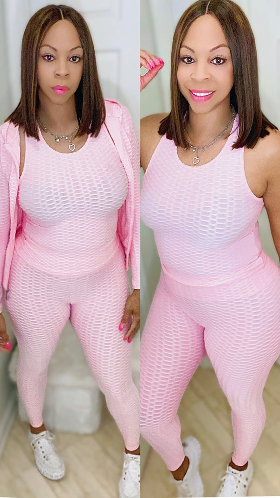 Pretty in Pink ‼️ THREE PIECE Amazing Fabric Activewear Jogger Set - Anti-Cellulite
