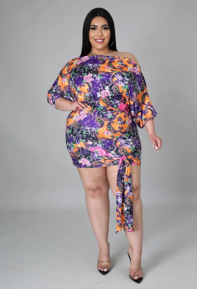 
            
                Load image into Gallery viewer, Small LEFT! Sweet Garden Vibes Multi Print Off Shoulder Dress
            
        