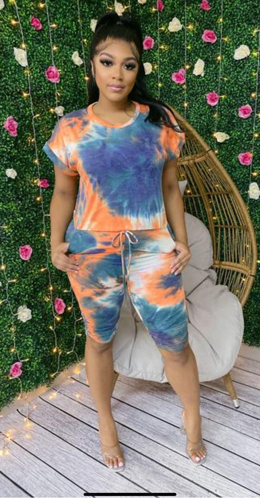 
            
                Load image into Gallery viewer, Tie Dye Swirl Romper with Stacked Knee Details ‼️
            
        