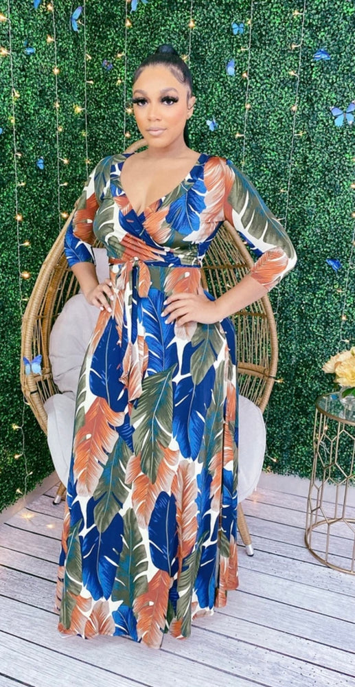 
            
                Load image into Gallery viewer, Leafs Falling Wrap Maxi Dress up to 3X!
            
        