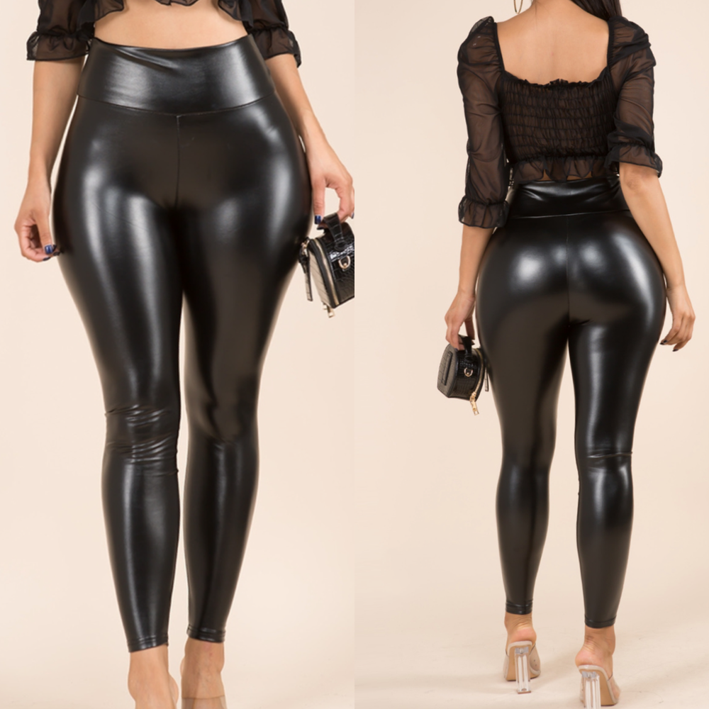Faux Liquid Leather Leggings ‼️Very Stretchy ‼️ – Just Be Cute Boutique