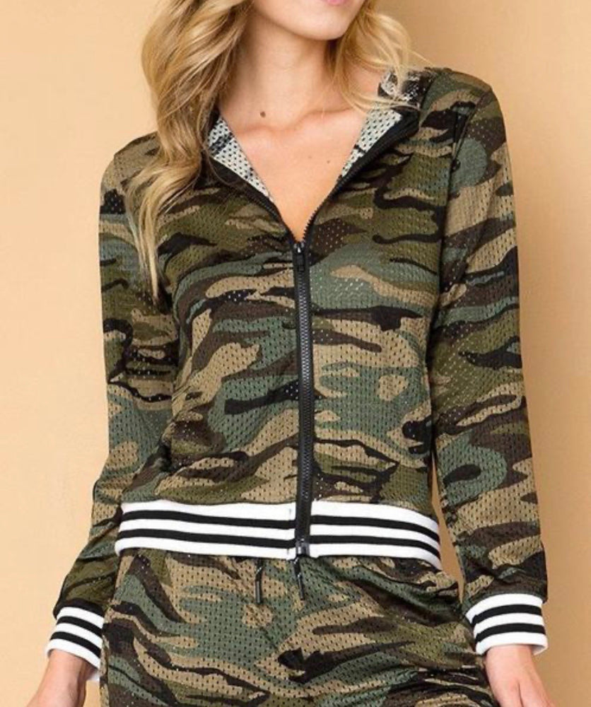 Camouflage Jogger Set with Zipper Jacket