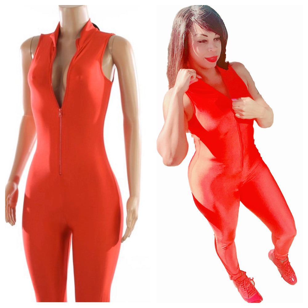 
            
                Load image into Gallery viewer, New Arrival 🔥Mock Neck Shine Jumpsuit Zipper
            
        