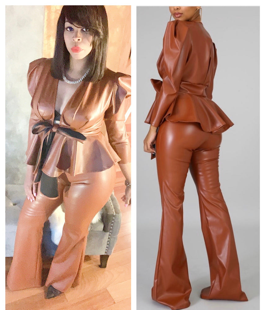 
            
                Load image into Gallery viewer, 1 Small Left 💥Leather Crown Shoulder Jacket &amp;amp; Pants Set
            
        